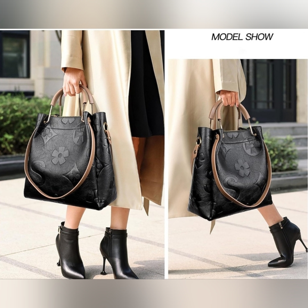 Elegant Black Leather Tote Bag